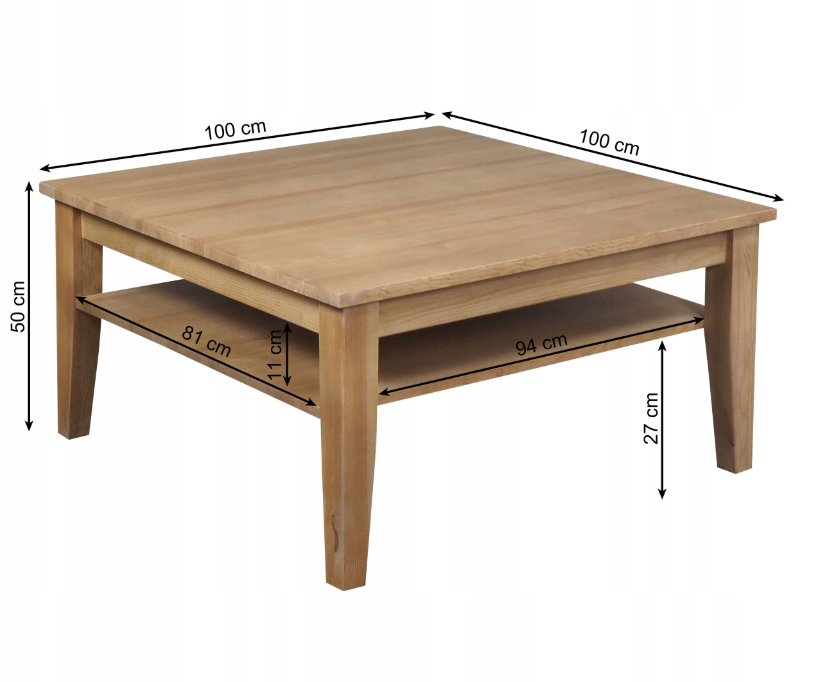 VAKARAS - medžio masyvo kavos staliukas su lentyna - Image 4